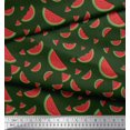 thumbnail image 2 of Soimoi Green Poly Georgette Fabric Watermelon Fruits Fabric Prints By Yard 42 Inch Wide, 2 of 3