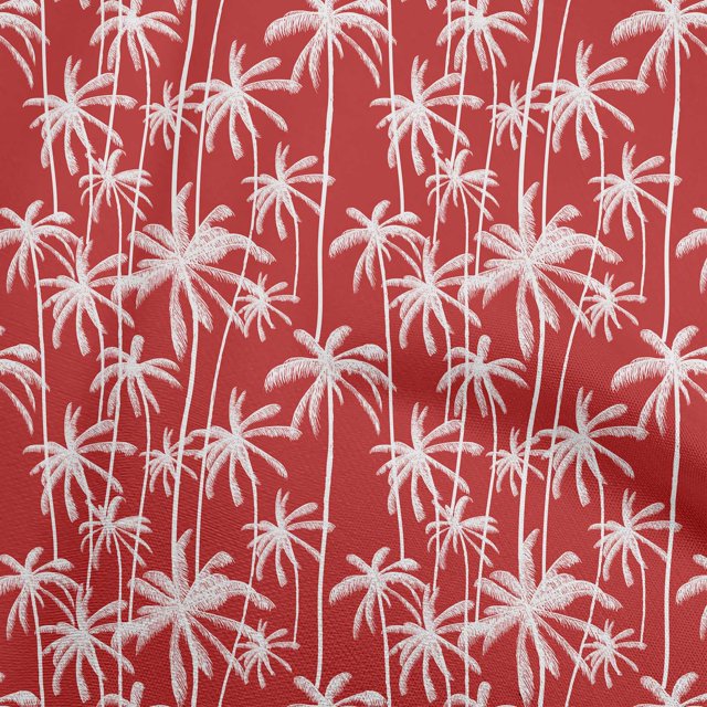 oneOone Polyester Spandex Red Fabric Tropical Tree Sewing Craft Projects Fabric Prints By Yard 56 Inch Wide