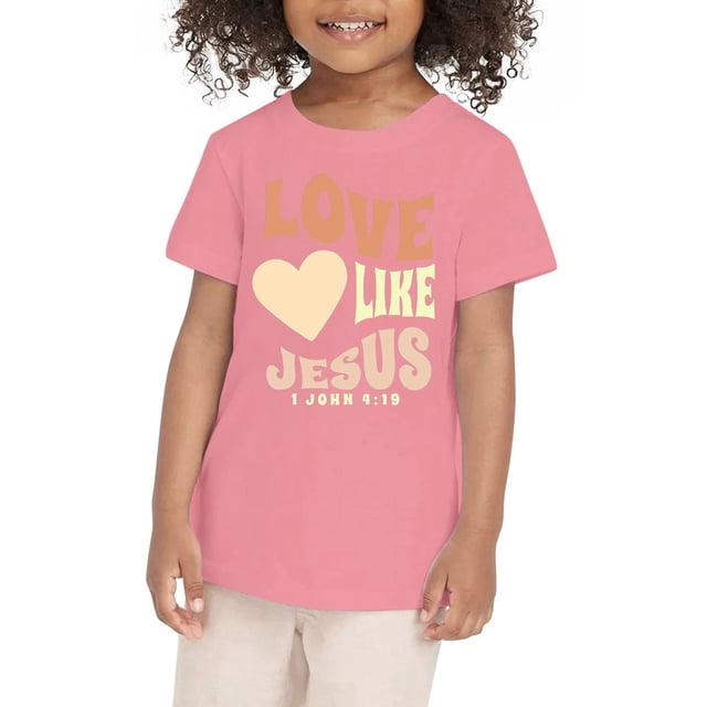 Chemise à Manches Longues pour Enfants Filles Chemise Ajustée à Manches Longues T-Shirt Imprimé Graphique Col Rond Manches Courtes T-Shirts Été Mignons Tendance Hauts Vêtements