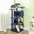 thumbnail image 2 of PawHut 54" Cat Tree Tower with Scratching Posts, Cat Condos, Dark Blue, 2 of 10