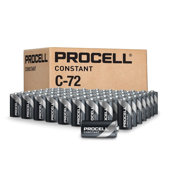 PROCELL Piles Alcalines C Constantes Longue Durée (Lot de 72), Durée de Conservation de 10 Ans, Emballage Économique en Vrac pour un Drainage Uniforme et Modéré Dev Professionnel