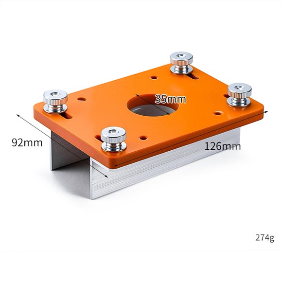 Wood Router Slotting Locator with 65mm Slotted Base and Fastening Bracket,Aluminum Alloy Edge Trimmer Router Attachment for Chamfering,Grooving,Curve Cutting and Various Woodworking(Without stopper)