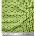 thumbnail image 1 of Soimoi Green polyester Crepe Fabric Maze Cube Geometric Print Sewing Fabric Yard 42 Inch Wide, 1 of 3