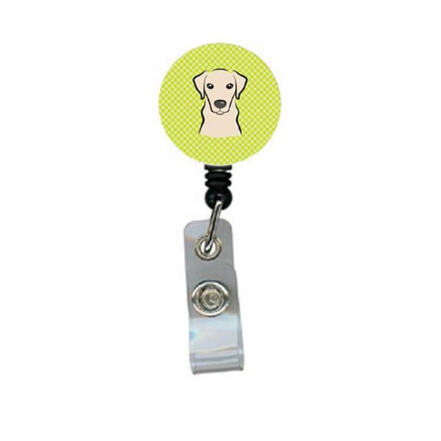 Carolines Treasures BB1284BR Damier Vert Lime Jaune Labrador Moulinet Rétractable pour Insigne