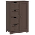thumbnail image 1 of kleankin Armoire de Rangement de Salle de Bain avec 4 Tiroirs et Tablette Ajustable, Brun, 1 of 10