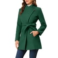 thumbnail image 4 of INSPIRE CHIC Manteau Long Classique pour Femme à Col Montant, Manches Longues, d'Hiver, Ceinturé, S Vert, 4 of 7