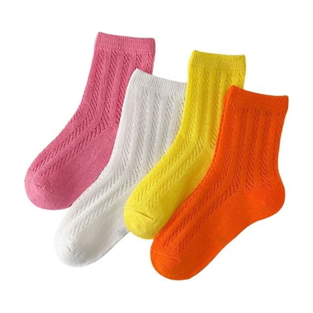 Wdgfv 4 Pairs Breathable Cartoon Print Socks Four-Piece Set for Everyday Comfort Pink XL