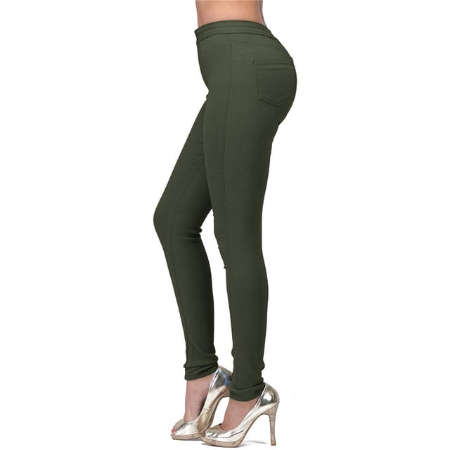 WTXUE Women's Hyper-stretch Mid-Rise Skinny Jeans Green