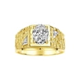 thumbnail image 1 of RYLOS Men's Rings 14K Yellow Gold Designer Nugget Ring Oval 9X7MM Gemstone & Diamonds  White Topaz April Birthstone Rings For Man Size 9, 1 of 7