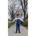 thumbnail image 3 of KIDSCOOL SPACE Little Boys Slim Fit Jeans,Ripped Big Bib Pocket Fashion Denim Overalls,Deep Blue,8-9 Years, 3 of 8