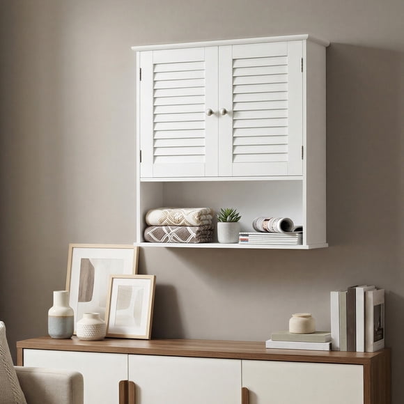 VASAGLE Bathroom Wall Cabinet, Wall-Mounted Bathroom Storage Cabinet, Medicine Cabinet with Adjustable Shelf