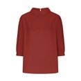 thumbnail image 5 of AherBiu Chemises en Lin pour Femmes Manches 3/4 Col à Revers Style Rétro Hauts Décontractés Amples Mode Automne 2024 Blouses, 5 of 5