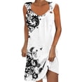 thumbnail image 1 of Penkiiy Robes d'Été pour Femmes 2024 Décontractées Imprimées Amples Couleur Unie Col Rond Tempérament Élégantes Robes Dos Nu L Multicolore, 1 of 5