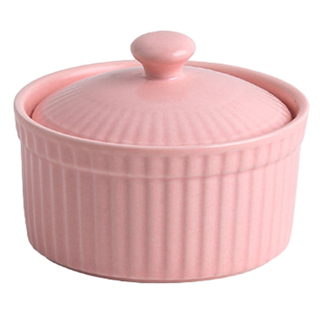 Barhoo Ceramic Baking Ramekins with Lids Set Individual Oven Safe Bowls for Creme Brulee Cakes Desserts Serving Dishes Stackable Storage Containers Reusable Pantry Organization 1 Bowl