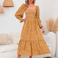 thumbnail image 2 of RKSTN Robe Maxi à Manches Longues pour Femmes, Encolure Carrée, Décontractée, Boutonnée, Bohème, Imprimé Floral, Automne, Longues Robes, 2 of 7