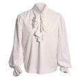 thumbnail image 1 of MYG Chemisier à Col Volanté Steampunk Médiéval Renaissance pour Homme Chemise de Pirate Vampire, 1 of 7