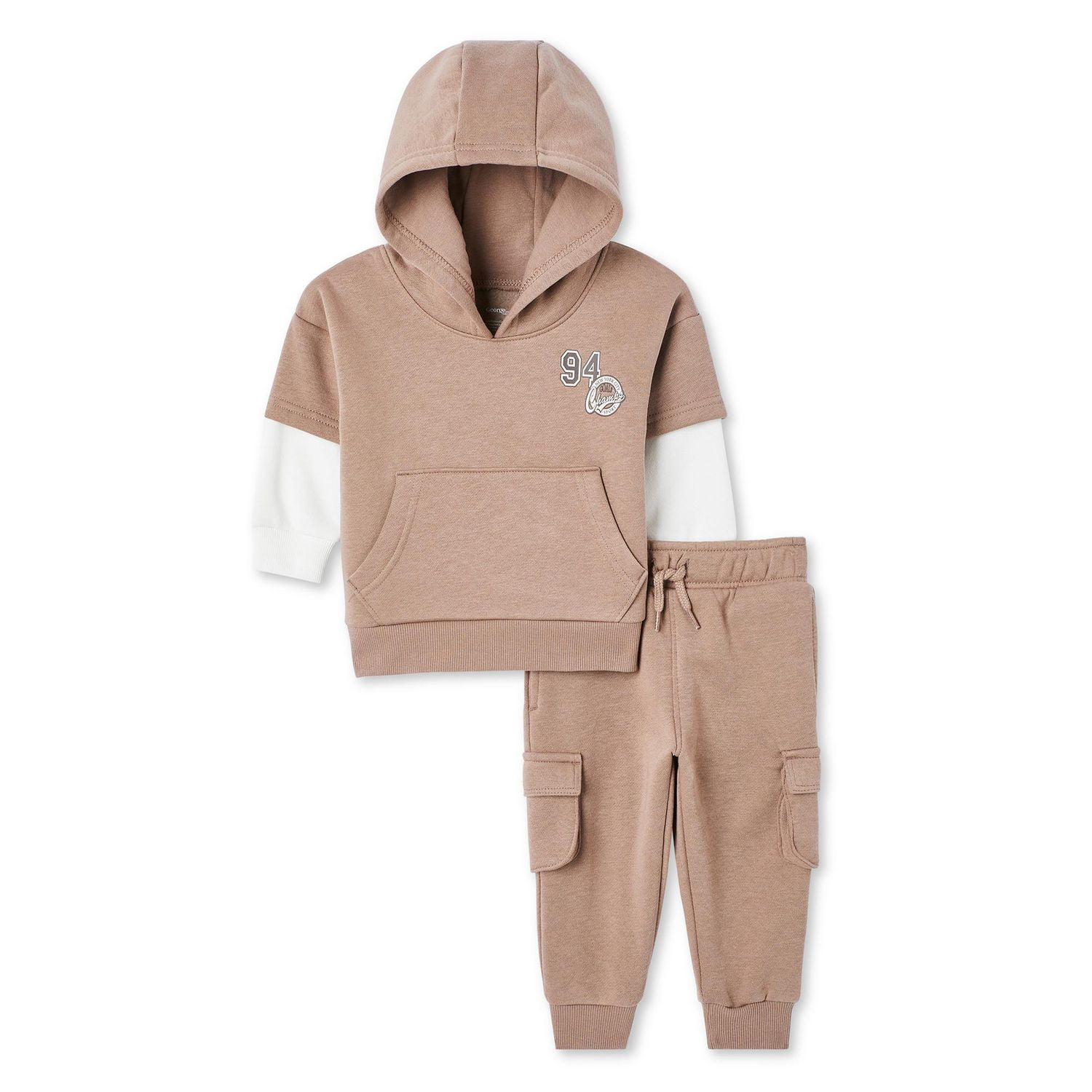 Ensemble 2 pièces avec haut à capuchon en molleton George pour bébés garçons