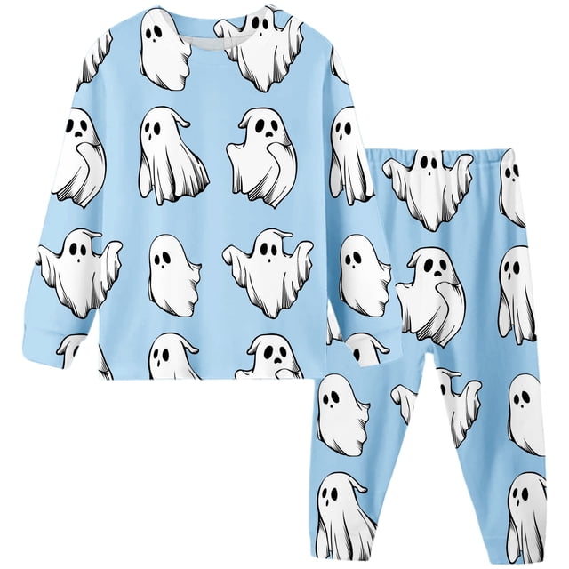 Girls Outfits&Set Halloween Printed Pajama Set for Daily Wear - Cozy for Kids Ages 2-9 Suitable for Spring-Fall Easy Care Versatile Everyday Comfort