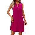 thumbnail image 4 of Ovzne Robes Grande Taille pour Femmes Rondes Robe d'Été Femmes Printemps et Été Tempérament Élégant Robe Sans Manches Col en V Robe Plissée Robe de Vacances Liquidation, 4 of 7