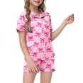 thumbnail image 1 of GDREDA Ensemble de Printemps 2 Pcs Pyjamas pour Enfants Imprimé Graphique Chemise à Manches Courtes Boutonnée Shorts Ensemble de Pyjama Rose, 4-5 Ans, 1 of 5