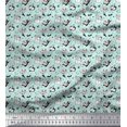 thumbnail image 1 of Soimoi Green Poly Georgette Fabric Snowman & Penguin Cartoon Fabric Prints By Yard 42 Inch Wide, 1 of 3