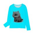 thumbnail image 4 of RXIRUCGD Chemises à Manches Longues pour Filles, Col Rond Mignon, Blouses Décontractées Élégantes (Bleu Clair, Taille:9 Ans), 4 of 5