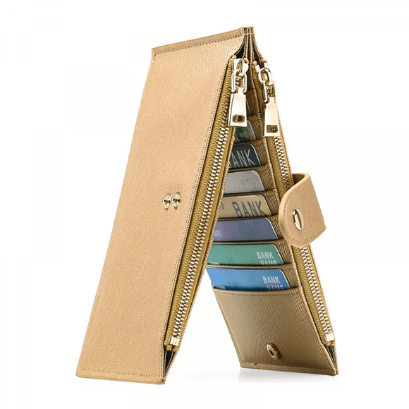 Slim Wallet – Minimalist Bifold Front Pocket Wallet RFID Blocking Credit Card Holder Cross Stripe Zipper Pocket Wallet, Rfid Wallet
