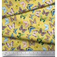 thumbnail image 3 of Soimoi Yellow Velvet Fabric Colorful Butterfly Decor Fabric Printed Yard 58 Inch Wide, 3 of 5