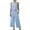 Sky Blue, variant on Fankiway 2Pc Fashion Woman Round Neck Solid Sleeveless Blouse +Loose Pockets Pants Sets Womens Workout Clothes Women Clothes Sets
