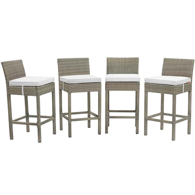 Modway Tabouret de Bar de Mobilier de Patio Extérieur en Osier à 4 Conduits, Gris Pâle