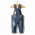 thumbnail image 2 of KIDSCOOL SPACE Salopette en Jean Moulant Déchiré pour Petite Fille Ou Petit Garçon, Bleu Foncé, 6 à 12 Mois, 2 of 8