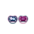 thumbnail image 1 of Philips Avent Ultra Air Pacifier 18m+, steel blue elephant / pink hello, 2 pack SCF349/22, 1 of 8