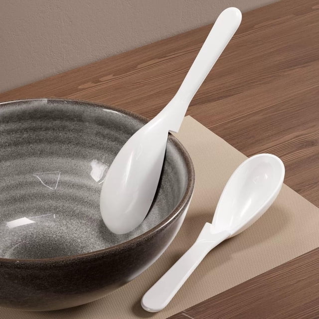 EGNMCR Non-Slip Bowl Spoon Asian Soup Spoon With Long Handle Japanese Ramen Spoons With Notch Food Grade Dessert Spoons Kitchen Spoons Set For Ramen spoon spoon