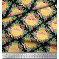thumbnail image 3 of Soimoi Black Georgette Viscose Fabric Flamingo & Bird Decor Fabric Printed Yard 44 Inch Wide, 3 of 5