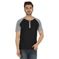 thumbnail image 1 of Inkmeso T-Shirts à Manches Courtes Raglan en Coton Léger Unis T-Shirt Classique Henley pour Hommes, 1 of 7