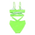 thumbnail image 3 of MIASHUI Girls 2 Piece Swimsuits Solid Spaghetti Strap Bikini Set Beach Bathing Suit,Green,7-8 Years, 3 of 6