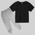 thumbnail image 5 of Qtocio Big Girls 2 Piece Outfits Solid Color Short Sleeve Tee Tops and Long Pants Casual Daily Style Lightweight Soft Summer Matching Set for Kids, 5 of 5