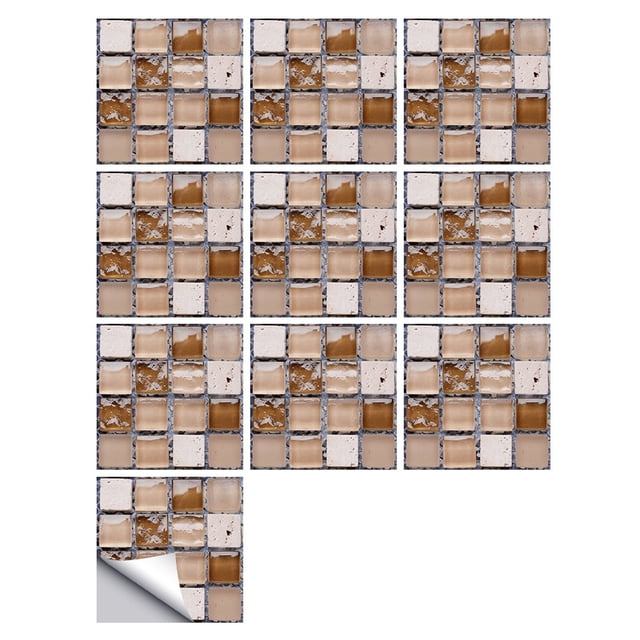 1Set 10pc Self Adhesive Tile 3D Sticker Kitchen Bathroom Wall Sticker Decoration