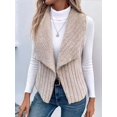 thumbnail image 4 of Gilet Sans Manches Simple et Décontracté pour Femmes Automne et Hiver en Peluche, Cardigan Kaki TG, 4 of 9