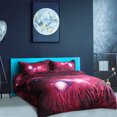 thumbnail image 3 of Unique Bargains Star Colored Sky Moon Night Duvet Cover Fuchsia Starry Pattern 4pcs, 3 of 9