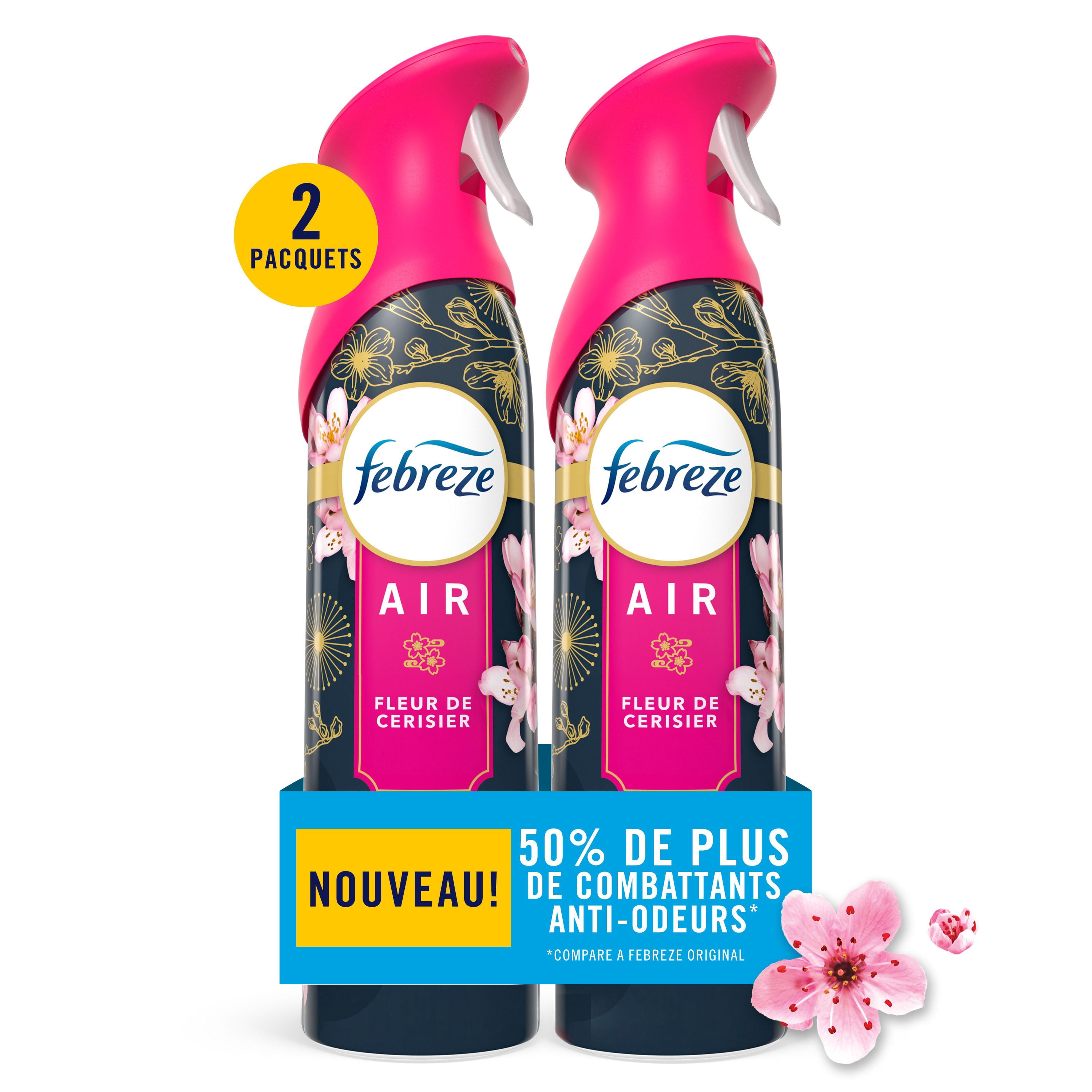 Febreze Air, Assainisseur d'Air en Vaporisateur, Vaporisateur pour Pièces Anti-Odeurs, Fleur de Cerisier, 230g, Lot de 2