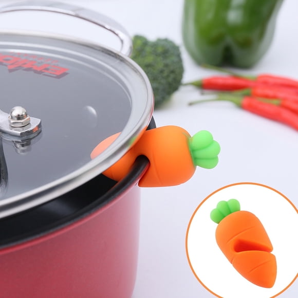 Cooking Utensils Pot Lid Cover Silicone Overflow Preventer for Carrot Kitchen Lifted Lid Tool for Cooking Dining & Bar, Orange