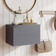 thumbnail image 1 of Giantex Floating Nightstand, Wall Mounted Bedside Table, Small Hanging Side End Table, Gray, 1 of 7