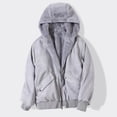 thumbnail image 3 of WEIYLL Fall Jackets for Women 2025 Reversible Plush Hooded Solid Color Thickened Warm Grey Fall Coats Size L, 3 of 3