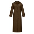 thumbnail image 5 of cfhntfmh Robes Maxi pour Femmes Décontractées d'Automne à Col, Manches Longues, Chemises Boutonnées, Robe Douce en Coton et Lin, 5 of 5