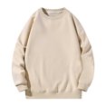 thumbnail image 1 of Penkiiy Chandail à Col Rond pour Hommes à Manches Longues, Léger, en Tissu Éponge, Chandail Décontracté d'Entraînement, Chandail à Enfiler, Hauts 2TG Beige, 1 of 9