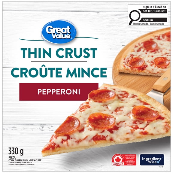 Pizza Croûte mince au pepperoni Great Value 330&nbsp;g
