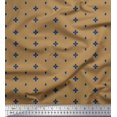 thumbnail image 1 of Soimoi Brown Moss Georgette Fabric Geometric Plus Sign & Jamdani Decor Fabric Printed Yard 42 Inch Wide, 1 of 2