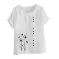 thumbnail image 4 of Liquidation Horkkom Hauts Grande Taille pour Femmes Été Décontracté Chemises en Lin à Manches Courtes Col Rond Imprimé Floral Blouses Amples, 4 of 4