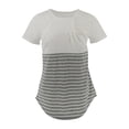 thumbnail image 2 of Grrvtrz T-Shirt de Maternité à Col Rond à Manches Courtes Tuniques Hauts Confortables T-Shirts à Imprimé Rayé T-Shirts d'Allaitement à Double Couche, 2 of 7